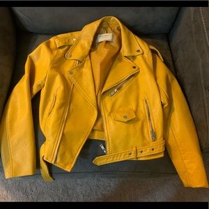 Zara mustard yellow faux leather Jacket.